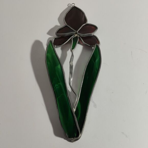Handmade Stained Glass Iris Flower - Picture 1 of 10